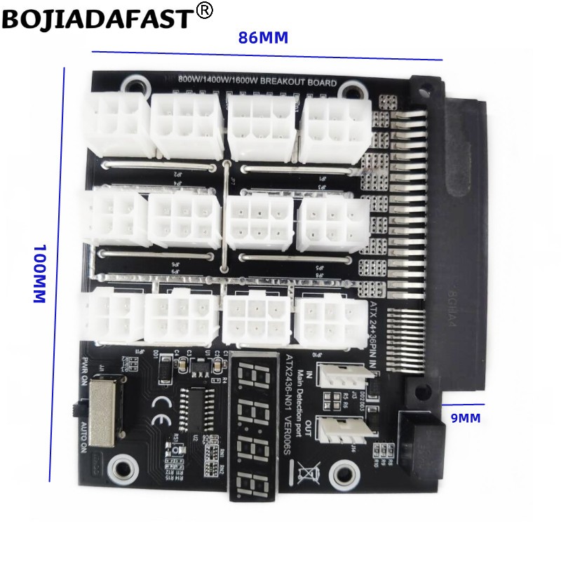 12 Ports PCI-E 6Pin Connector  - огляд і ціна 2400W Server Psu Breakout Board